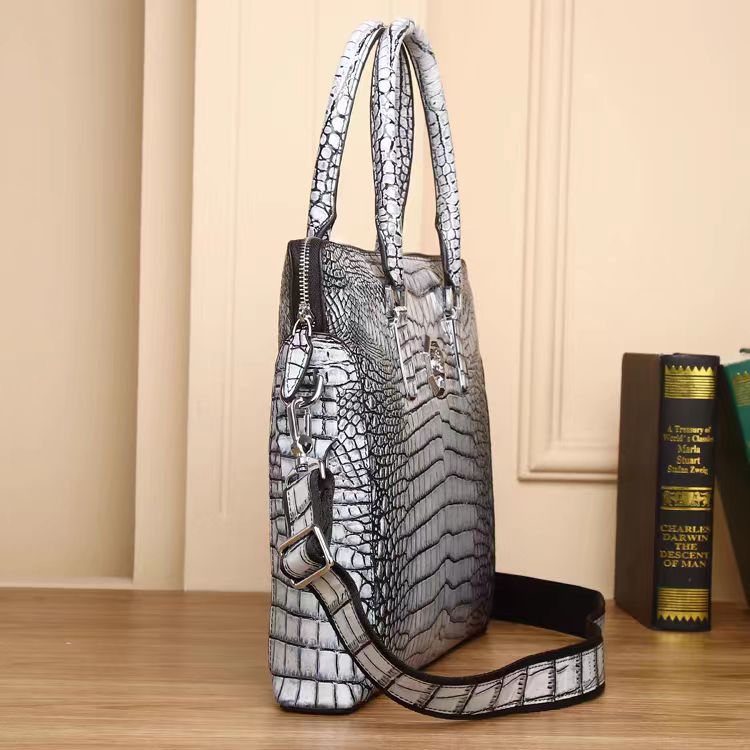 Personalized Satchel Bag Women’s Vegan Leather Crocodile-Embossed Pattern With Top Handle Large Shoulder Bags Handbags